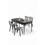 HANAH HOME Rasklopivi trpezarijski sto i stolice (5 delova) Exve Black Marble Grey - slika 1