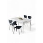 HANAH HOME Rasklopivi trpezarijski sto i stolice (5 delova) Exve White Anthracite - slika 1