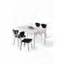HANAH HOME Raskopivi trpezarijski sto i stolice (5 delova) Exve White Black - slika 2