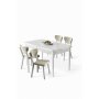 HANAH HOME Rasklopivi trpezarijski sto i stolice (5 delova) Exve White Cream - slika 1