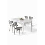 HANAH HOME Rasklopivi trpezarijski sto i stolice (5 delova) Exve White Grey - slika 1