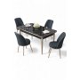 HANAH HOME Set trpezarijskog stola i stolica (5 delova) Rewa Black Marble Chrome Anthracite - slika 1