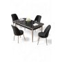 HANAH HOME Set trpezarijskog stola i stolica (5 delova) Rewa Black Marble Chrome Black - slika 1