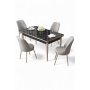 HANAH HOME Set trpezarijskog stola i stolica (5 delova) Rewa Black Marble Chrome Grey - slika 1