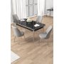 HANAH HOME Set trpezarijskog stola i stolica (5 delova) Rewa Black Marble Chrome Grey - slika 2