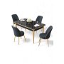 HANAH HOME Set trpezarijskog stola i stolica (5 delova) Rewa Black Marble Gold Anthracite - slika 1