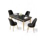 HANAH HOME Set trpezarijskog stola i stolica (5 delova) Rewa Black Marble Gold Black - slika 1