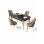 HANAH HOME Set trpezarijskog stola i stolica (5 delova) Rewa Black Marble Gold Cappuccino - slika 2