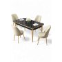 HANAH HOME Set trpezarijskog stola i stolica (5 delova) Rewa Black Marble Gold Cream - slika 1
