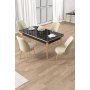 HANAH HOME Set trpezarijskog stola i stolica (5 delova) Rewa Black Marble Gold Cream - slika 2