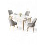 HANAH HOME Set trpezarijskog stola i stolica (5 delova) Rewa White Gold Grey - slika 2