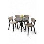 HANAH HOME Set trpezarijskog stola i stolica (5 delova) Agnes Black Marble Cappuccino - slika 2