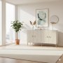 HANAH HOME Komoda Simple 150 White Travertine Gold - slika 4