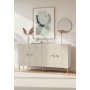 HANAH HOME Komoda Simple 150 White Travertine Gold - slika 1