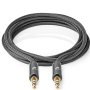NEDIS CATB22000GY20, Stereo audio kabl, 3,5 mm muški, 3,5 mm muški, Pozlaceni, 2,00 m, Okrugli, Sivi - slika 1