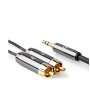 NEDIS CATB22200GY20, Stereo audio kabl, 3,5 mm muški, 2x RCA muški, Pozlaceni, 2,00 m, Okrugli, Sivi - slika 3