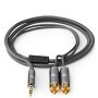NEDIS CATB22200GY50, Stereo audio kabl, 3,5 mm muški, 2x RCA muški, Pozlaceni, 5,00 m, Okrugli, Sivo-metal - slika 1