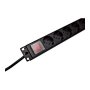 SCHRACK 19'' Nap. panel 9xSCHUKO+On/Off, 1HU, ALU, kabl 2m, crn ALU profil - slika 2