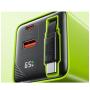 WEKOME WP-U39 Superbrzi Strujni GaN punjač, 2-porta USB (3.0 i 3.1 tip C) 65W sa displlejom i USB 3.1 tip C kablom 0.8m, žuti - slika 1