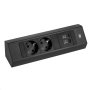 BACHMANN CASIA 2 Kuhinjska ugao utičnica ALU,2xšuk,1xUSB A/C charg,crna,2m - slika 3