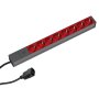 BACHMANN PDU Basic ALU 19'' 1U 8xšuko crveni, osigur.10A, ulaz C14, 2m - slika 1