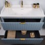 HANAH HOME Kupatilski ormarić sa umivaonikom i ogledalom (2 komada) Noble 100 Light Blue - slika 5