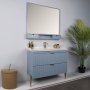 HANAH HOME Kupatilski ormarić sa umivaonikom i ogledalom (2 komada) Noble 100 Light Blue - slika 2
