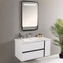 HANAH HOME Kupatilski ormarić sa umivaonikom i ogledalom (2 komada) Linear Bianco - slika 1