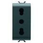 GEWISS GW12203 - Italijanska standardna utičnica 250V AC - 2P + E 16A Bivalentna - Satin Black - ChoruSmart - slika 1