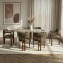HANAH HOME Set Trpezarijski sto i 6 stolica Travertine Walnut Green - slika 2