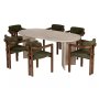 HANAH HOME Set Trpezarijski sto i 6 stolica Travertine Walnut Green - slika 3