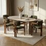 HANAH HOME Set Trpezarijski sto i 6 stolica Travertine Walnut Green - slika 1
