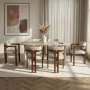 HANAH HOME Set Trpezarijski sto i 6 stolica Meridia 6 Travertine Walnut White - slika 2