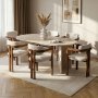 HANAH HOME Set Trpezarijski sto i 6 stolica Meridia 6 Travertine Walnut White - slika 1