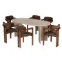 HANAH HOME Set Trpezarijski sto i 6 stolica Meridia 6 Travertine Walnut Brown - slika 3
