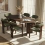 HANAH HOME Set Trpezarijski sto i 6 stolica Meridia 6 Milano Walnut Dark Walnut Green - slika 1