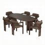 HANAH HOME Set Trpezarijski sto i 6 stolica Meridia 6 Milano Walnut Dark Walnut Brown - slika 3