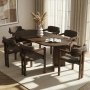 HANAH HOME Set Trpezarijski sto i 6 stolica Meridia 6 Milano Walnut Dark Walnut Brown - slika 1