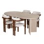 HANAH HOME Set Trpezarijski sto i 4 stolice Meridia 4 Travertine Walnut White - slika 3