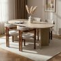 HANAH HOME Set Trpezarijski sto i 4 stolice Meridia 4 Travertine Walnut White - slika 1
