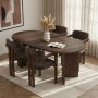 HANAH HOME Set Trpezarijski sto i 4 stolice Meridia 4 Milano Walnut Dark Walnut Brown - slika 1