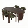 HANAH HOME Set Trpezarijski sto i 4 stolice Meridia 4 Milano Walnut Dark Walnut Green - slika 3