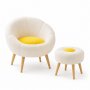 Atelier del Sofa Fotelja i bočni stočić Lida White Yellow - slika 3