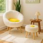Atelier del Sofa Fotelja i bočni stočić Lida White Yellow - slika 1