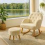 Atelier del Sofa Fotelja i tabure Dugmeli Cream - slika 2