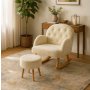 Atelier del Sofa Fotelja i tabure Dugmeli Cream - slika 1