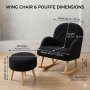 Atelier del Sofa Fotelja i tabure Dugmeli Black - slika 4