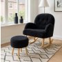 Atelier del Sofa Fotelja i tabure Dugmeli Black - slika 1
