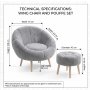 Atelier del Sofa Fotelja i tabure Lida Grey - slika 4