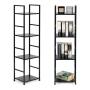 ModernHome Drvena polica sa metalnim LOFT okvirom, 4 nivoa, crna - slika 1